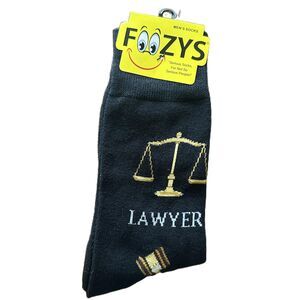 NWT Foozys Black Lawyer Themed Scales Of Justice Design Socks Mens One Size